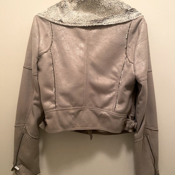 bebe. Silver cracked faux suede jacket. - Picture 3 of 5